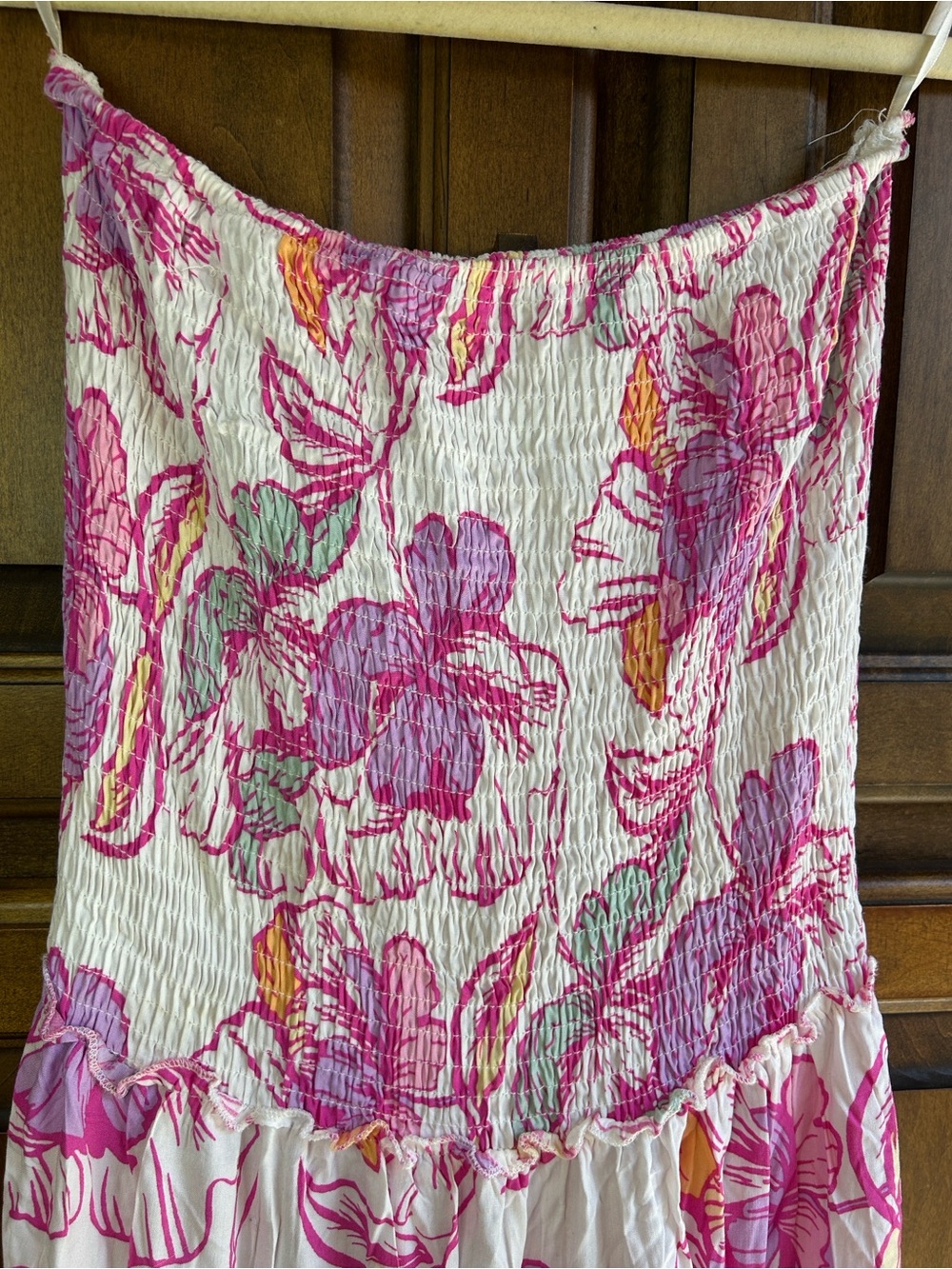 Anthropologie ABEL THE LABEL Pink Floral Strapless Smocked Maxi Dress Size XS - Picture 8 of 10